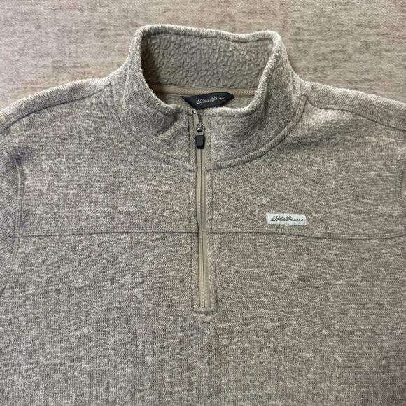 Eddie Bauer Men’s Medium Tan Long Sleeve 1/4 Zip Sweater Outdoor - Picture 2 of 7